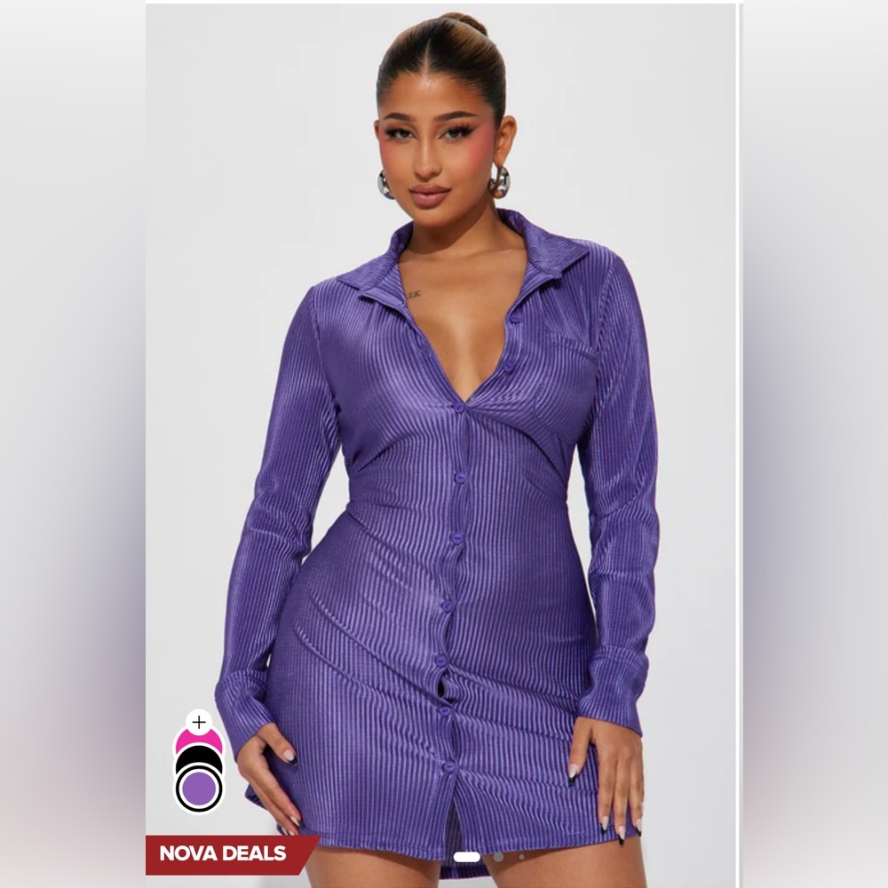 Purple Button-Up Tshirt Dress